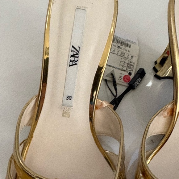 Zara Shimmering Gold Strappy Sandals - Picture 3 of 5